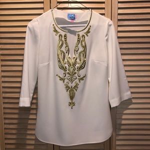 Lilly Pulitzer White & Gold Dallas Tunic, 00 EEUC
